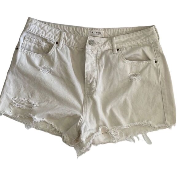 PacSun denim shorts ~ ivory color ~ button fly ~ size 29 - Picture 1 of 7